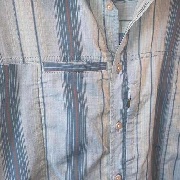 Mountain Hardwear Men’s Blue Striped Button Down Organic Cotton Recycled XL - Picture 6 of 7